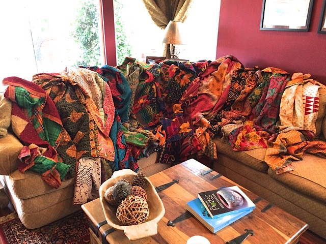 Kantha Throws: Fabrics from Kismet: Women's Fair Trade - Jaipur, Rajasthan, India